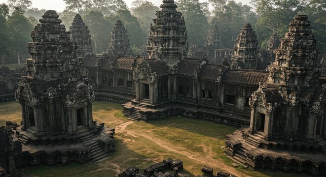 Ancient Angkor Wat Temple Complex in Cambodia