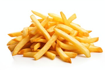 French fries food white background condiment.