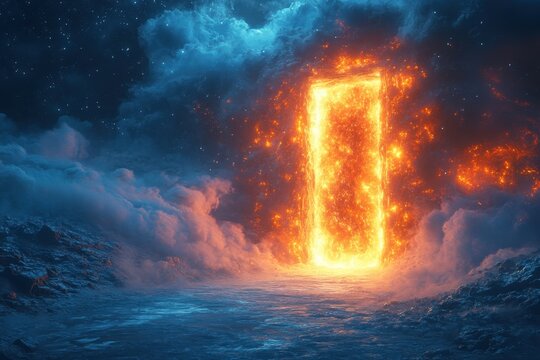 Large explosion of lava in ocean.