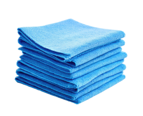 Stack of six light-blue cleaning cloths