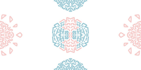 Symmetrical Pink Blue Central Mandala Patterns