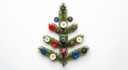 Handmade Christmas Tree Decorations with Buttons and Gifts