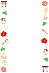 水彩風の正月飾りのフレームイラスト