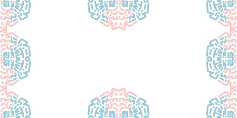 Pink Blue Border Patterns Symmetrically Frame White