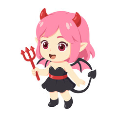 illustration chibi succubus in an isolated background