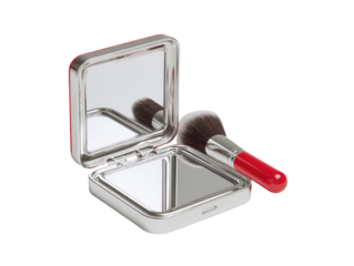 Compact mirror with a makeup brush
