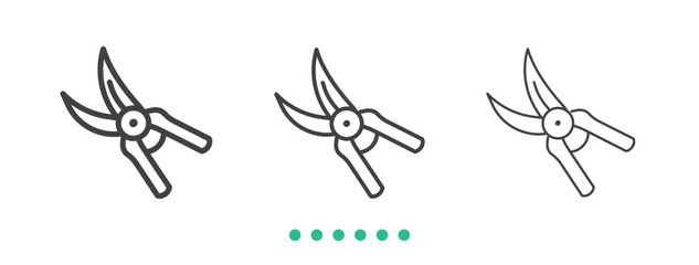 Pruning shears icon. Thin line icon vector
