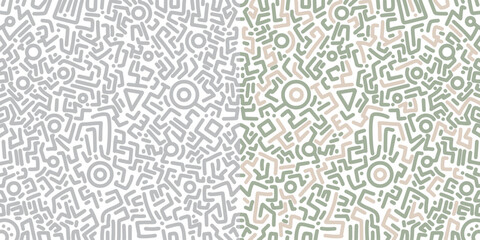 Abstract Pattern Split Gray Left Green Beige Right