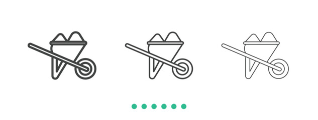 Wheelbarrow icon. Thin line icon vector
