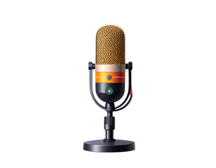 Modern Minimalist Podcast Cover Template with Microphone, Front View, isolated transparent background png