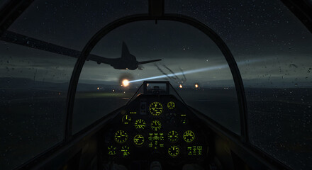 Cockpit View: Night Flight Under Attack