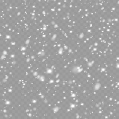 Realistic falling snow and snowflakes overlay effect for winter design. Vector