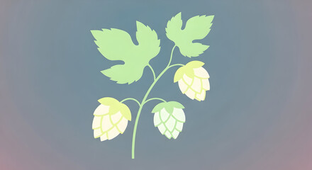 Hops Plant Illustration with Green Leaves and Cones