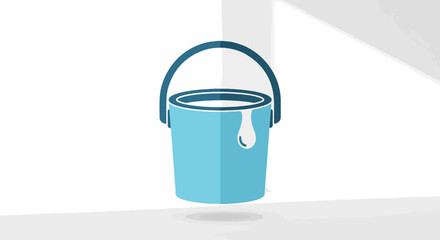 Paint bucket illustration with blue bucket and dripping paint