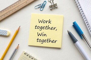 Yellow Sticky Note with Motivational Teamwork Message