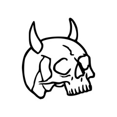 demon skull in doodle style