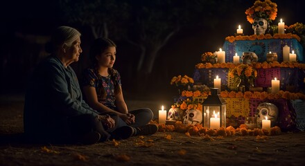 Obraz premium Day of the Dead Altar - A Spiritual Gathering.