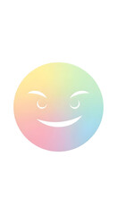Smiling Rainbow Gradient Face with Raised Eyebrows on White