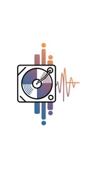 Turntable and Sound Graphic Design for Music