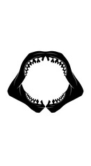 Open Shark Jaws Silhouette with Sharp Teeth