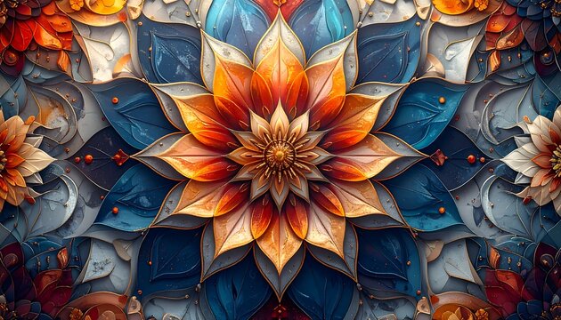 Intricate floral mandala pattern - Powered by Adobe