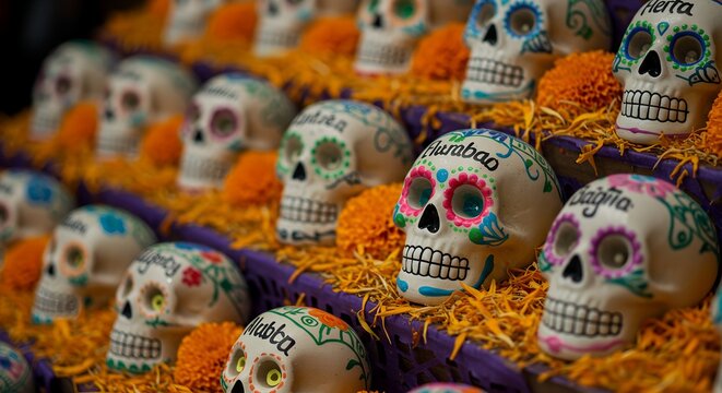 Day of the Dead Sugar Skulls Colorful Celebration.