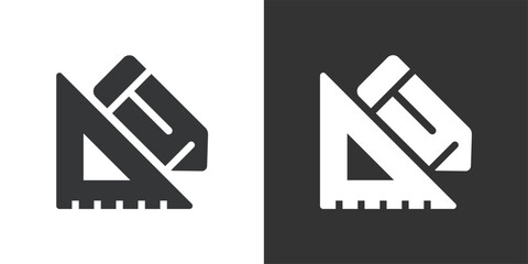 Ruler, and Pencil Drafting Tools Icon. Solid glyph series icon