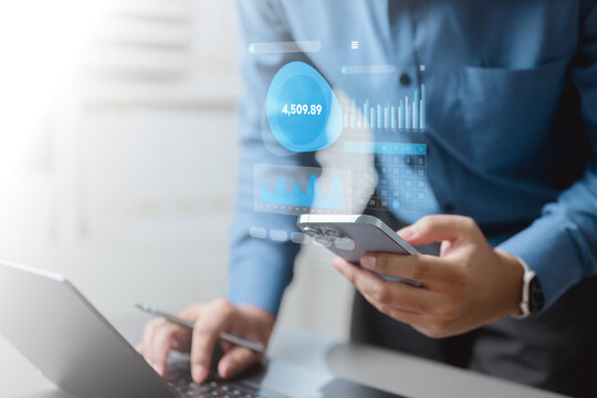 personal, expense, tracker, budget, finance, analytics, spending, report, Man using smartphone with digital expense dashboard represents personal finance, spending analytics, and budget tracking.
