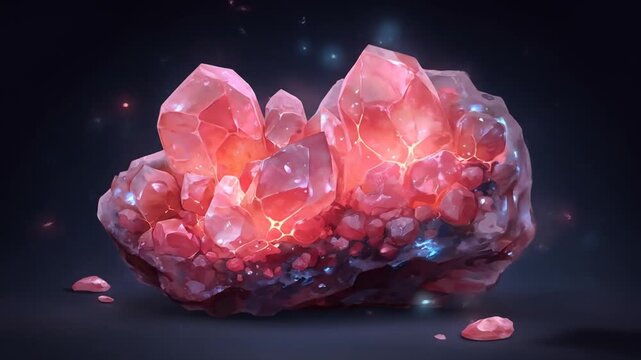 Glowing red crystal formation against a dark background
