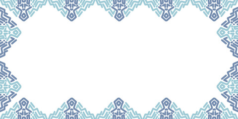 Full Border Frame Interconnected Blue Geometric Tribal