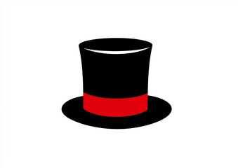 Elegant top hat vector illustration with red band on white background