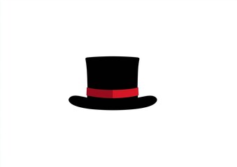 Elegant top hat vector illustration with red band on white background