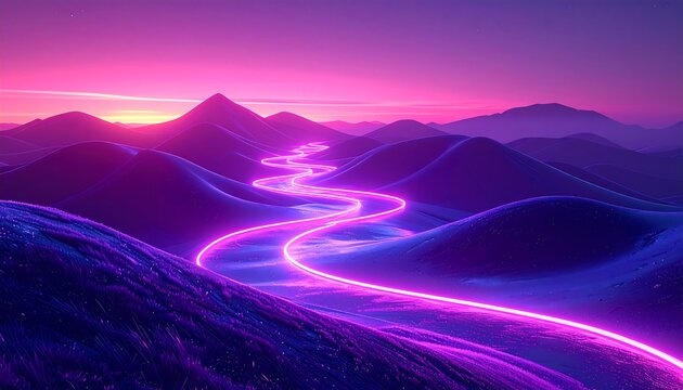 Mountainous path at sunset