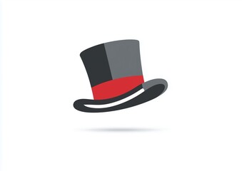 Elegant top hat vector illustration with red band on white background
