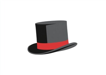 Elegant top hat vector illustration with red band on white background