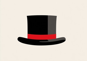 Elegant top hat vector illustration with red band on white background