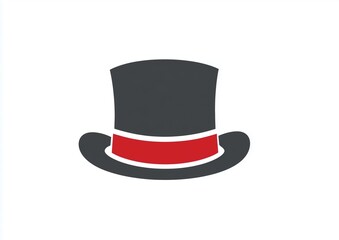 Elegant top hat vector illustration with red band on white background