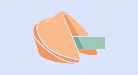 Depicting Fortune Cookie with Message on Plain Light Blue Background