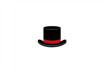 Elegant top hat vector illustration with red band on white background