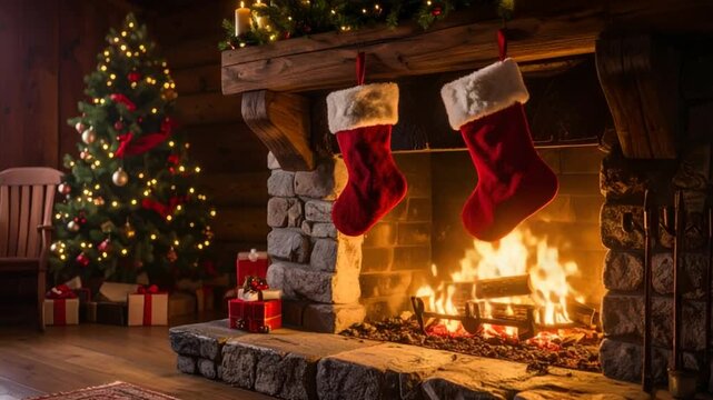 Cozy christmas fireplace decor