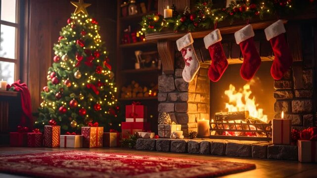 Christmas decorated home interior
