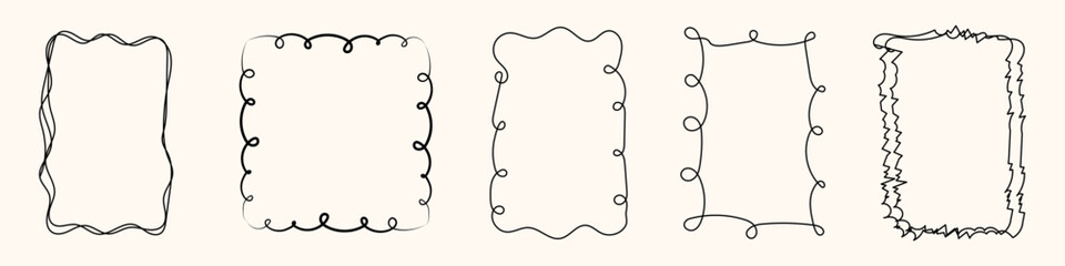 Abstract hand drawn decorative borders and frames