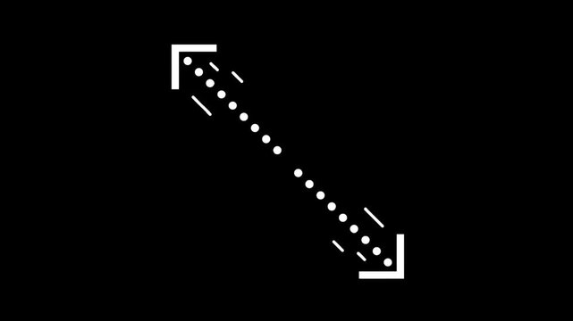 A dynamic white dashed line with arrows animates diagonally across a black background, showcasing movement and direction effectively