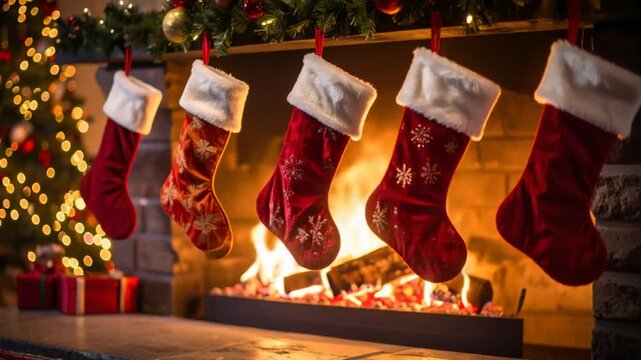 Christmas stocking fireplace