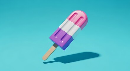 Colorful popsicle on a bright blue background with a shadow