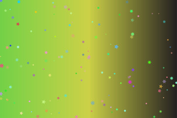 Abstract background with green yellow and black gradient and scattered colorful confetti