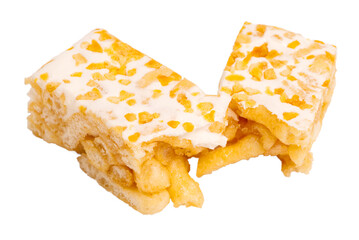 Sachima with cream and sprinkled mango