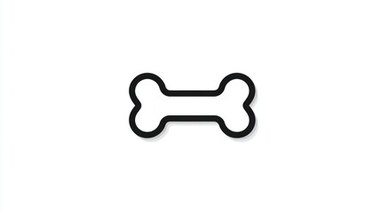 Minimalist drawing of a dog bone, outlined in black, casting a soft shadow