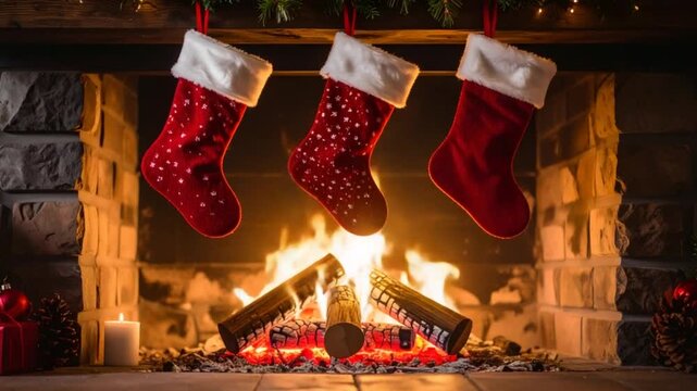 Christmas stockings fireplace