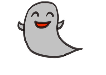 Obraz premium シンプルでかわいいおばけのイラスト・笑い